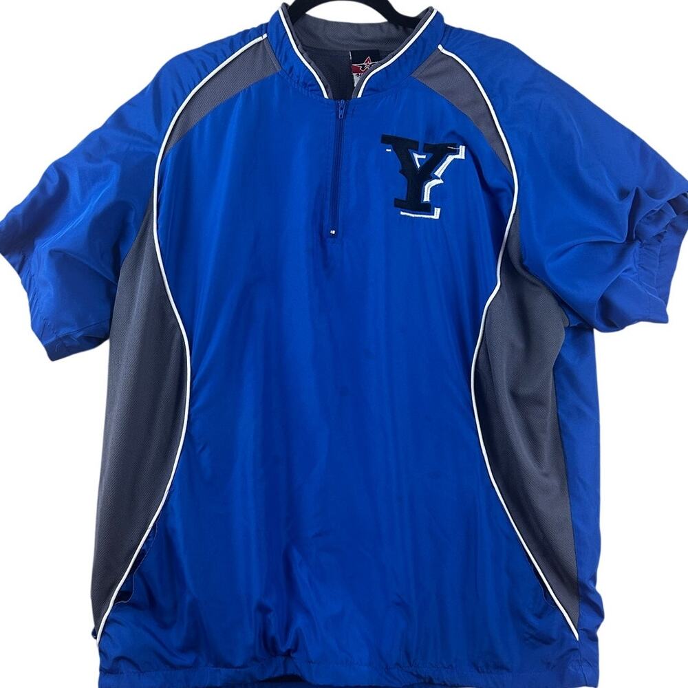 Alleson Athletic Blue Gray 1/4 Zip Pullover Adult Large Short Sleeve Windbreaker